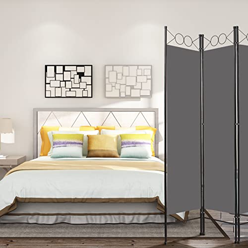 Todeco-Interior-Screen-4-Panels-Foldable-Room-Divider-Privacy-Screen-Bedroom-Home-Balcony-Screen-160-x-180-cm-Gray