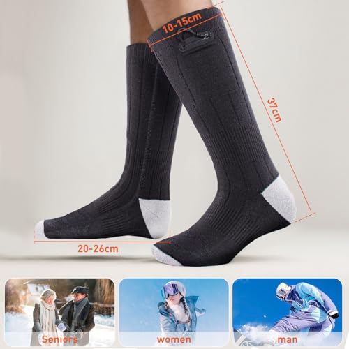 Todeco Heated Socks for Men and Women 5000 mAh Rechargeable Electric Heated Socks with 3 Temperature Levels, for Skiing, Hunting, Hiking