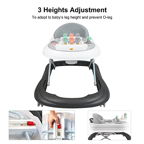 Leogreen-Baby-Walker-Scalable-Musical-Adjustable-for-6-to-18-months-Comfort-with-Padded-Seat-and-Backrest-Activities-with-Sound-Light-Matte-Gray