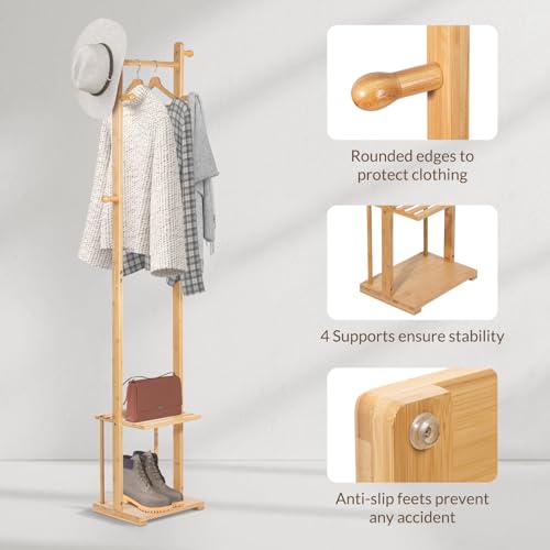 Todeco-Coat-Rack-on-Bamboo-Feet-with-2-Tier-Shelf-6-Hooks-and-Rods-Non-Slip-Mat-Coat-Racks-for-Entrance-Bathroom-House-Bedroom
