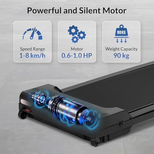 Leogreen 2 in 1 Electric Treadmill, 8km/h Walking Pad, Treadmill with Remote Control and LCD Display, Maximum 90kg, for Home or Office Use