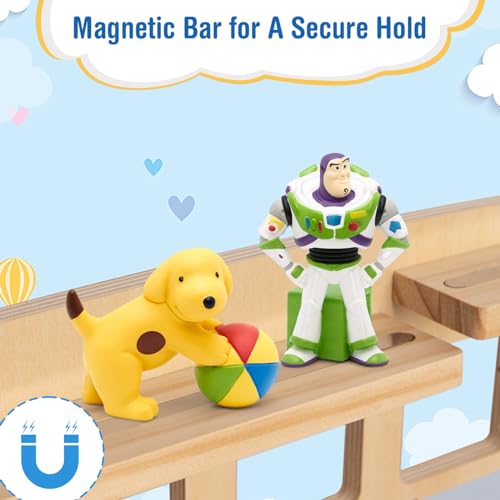 Todeco-Magnetic-Shelf-for-Tonie-Box-and-Tonies-Up-to-20-25-Tonies-Wall-Mounted-Children-s-Music-Box-Shelf-Blue-Bus