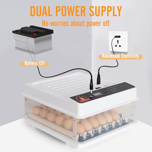 Todeco-Automatic-Egg-Incubator-48-Eggs-Automatic-Egg-Turning-Temperature-Control-Automatic-Humidification-Dual-Power-Supply-Automatic-Egg-Incubator-with-Egg-Lamp