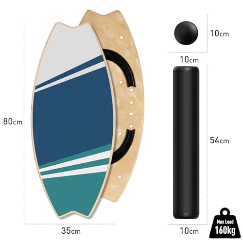 Leogreen-Wooden-Balance-Board-Indoor-Skateboard-7-Modes-Wobble-Board-with-Roller-and-Balance-Ball-Ideal-Fitness-Yoga-Surfing