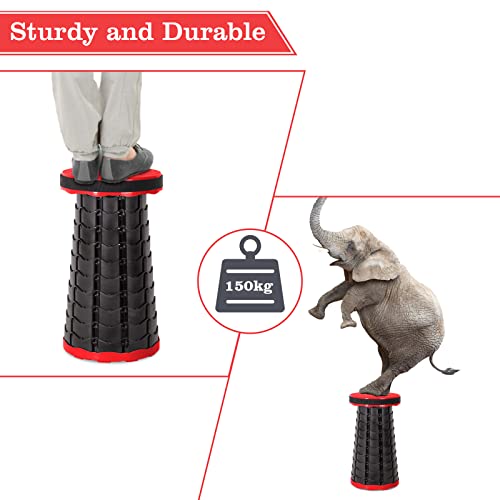 Leogreen-Portable-Telescopic-Stool-Plastic-Foldable-Stool-Portable-Folding-Seat-for-Fishing-BBQ-Camping-Gardening-Indoor-Kitchen-Max-Load-150KG-Red-Black