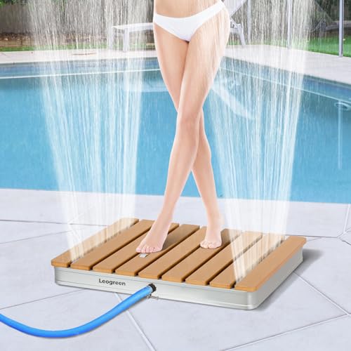Leogreen Douche de Jardin, Douche Exterieur Piscine, Douche de Camping Portable Jusqu'à 4M de Hauteur de Jet Réglable, Douche de Sauna Résistante Aux Intempéries, Résistant UV,Rectangulaire
