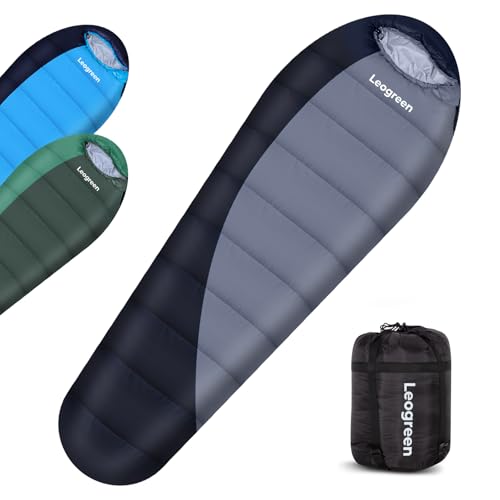 Leogreen-Sleeping-Bag-15-5-for-3-4-Seasons-300GSM-1800g-Ultralight-Mummy-Sleeping-Bag-for-Adults-for-Camping-Hiking-and-Mountaineering-210x80x35cm-Black