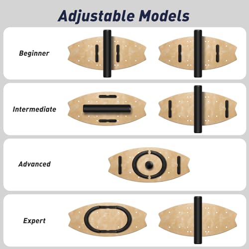 Leogreen-Wooden-Balance-Board-Indoor-Skateboard-7-Modes-Wobble-Board-with-Roller-and-Balance-Ball-Ideal-Fitness-Yoga-Surfing