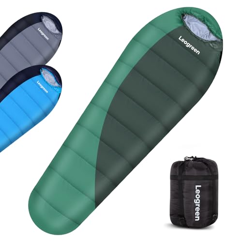 Leogreen-Sleeping-Bag-15-5-for-3-4-Seasons-300GSM-1800g-Ultralight-Mummy-Sleeping-Bag-for-Adults-for-Camping-Hiking-and-Mountaineering-210x80x35cm-Green