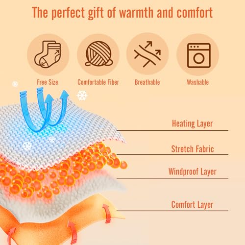 Todeco Heated Socks for Men and Women 5000 mAh Rechargeable Electric Heated Socks with 3 Temperature Levels, for Skiing, Hunting, Hiking