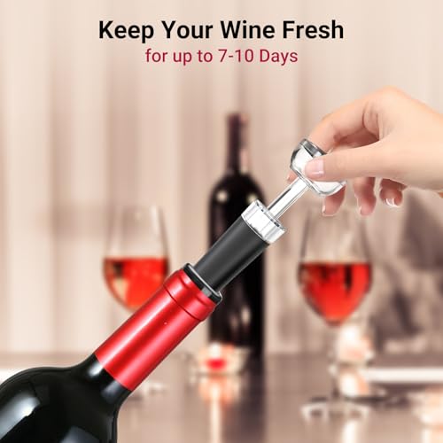 Todeco Electric Corkscrew 4-in-1 Gift Set with Rechargeable Bottle Opener, Automatic Wine Aerator, Foil Cutter, Vacuum Stopper, and USB Cable, for Christmas Gift Parties