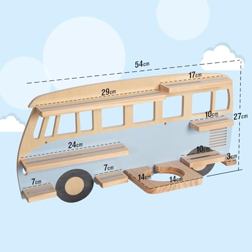 Todeco-Magnetic-Shelf-for-Tonie-Box-and-Tonies-Up-to-20-25-Tonies-Wall-Mounted-Children-s-Music-Box-Shelf-Blue-Bus