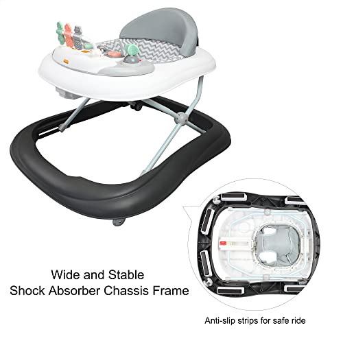 Leogreen-Baby-Walker-Scalable-Musical-Adjustable-for-6-to-18-months-Comfort-with-Padded-Seat-and-Backrest-Activities-with-Sound-Light-Matte-Gray