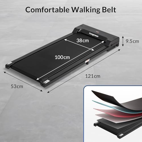 Leogreen 2 in 1 Electric Treadmill, 8km/h Walking Pad, Treadmill with Remote Control and LCD Display, Maximum 90kg, for Home or Office Use