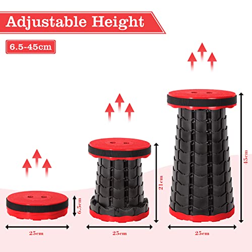 Leogreen-Portable-Telescopic-Stool-Plastic-Foldable-Stool-Portable-Folding-Seat-for-Fishing-BBQ-Camping-Gardening-Indoor-Kitchen-Max-Load-150KG-Red-Black