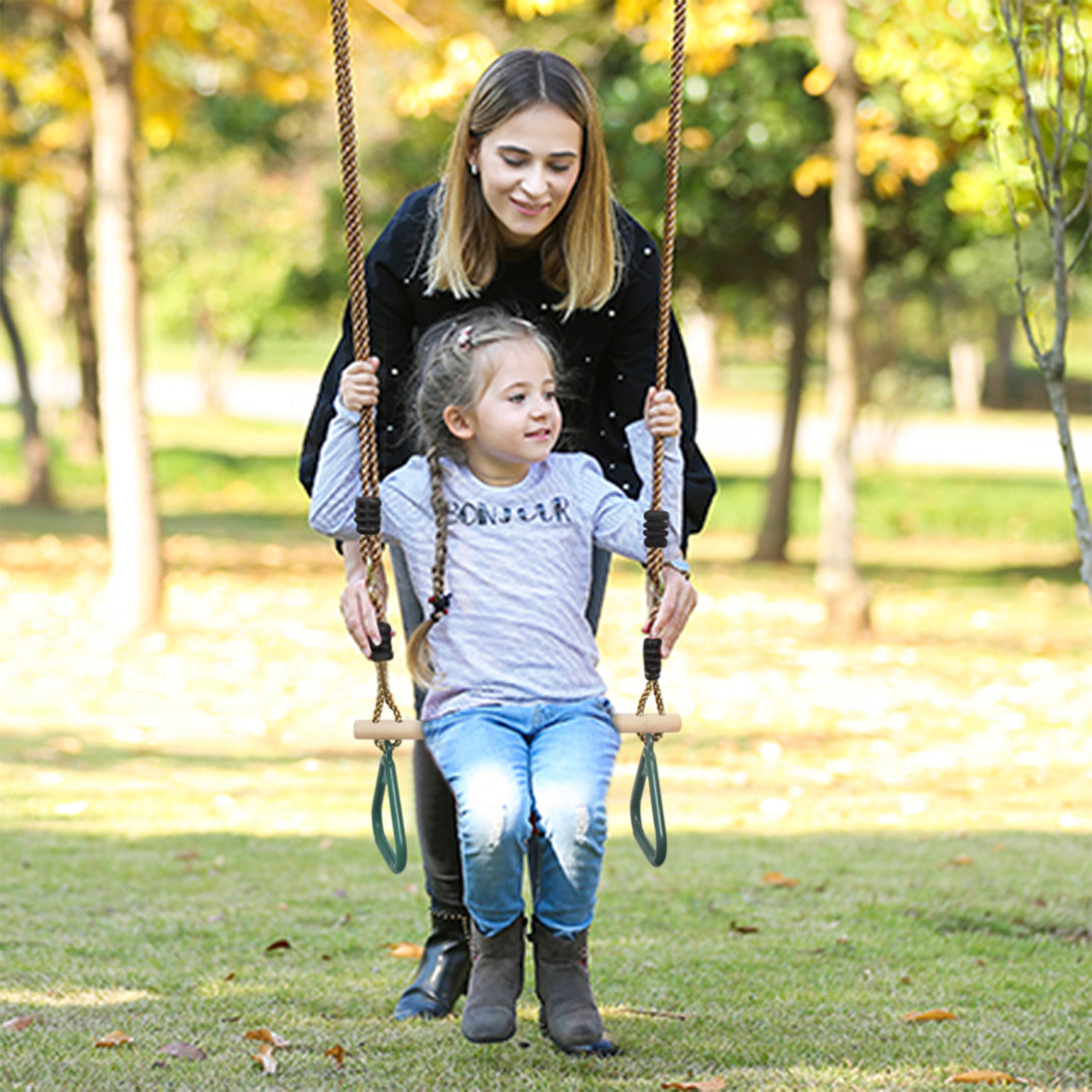 Leogreen-wooden-trapeze-swing-swing-with-gymnastic-rings-green-200-cm-material-plastic-PP-PE-wood