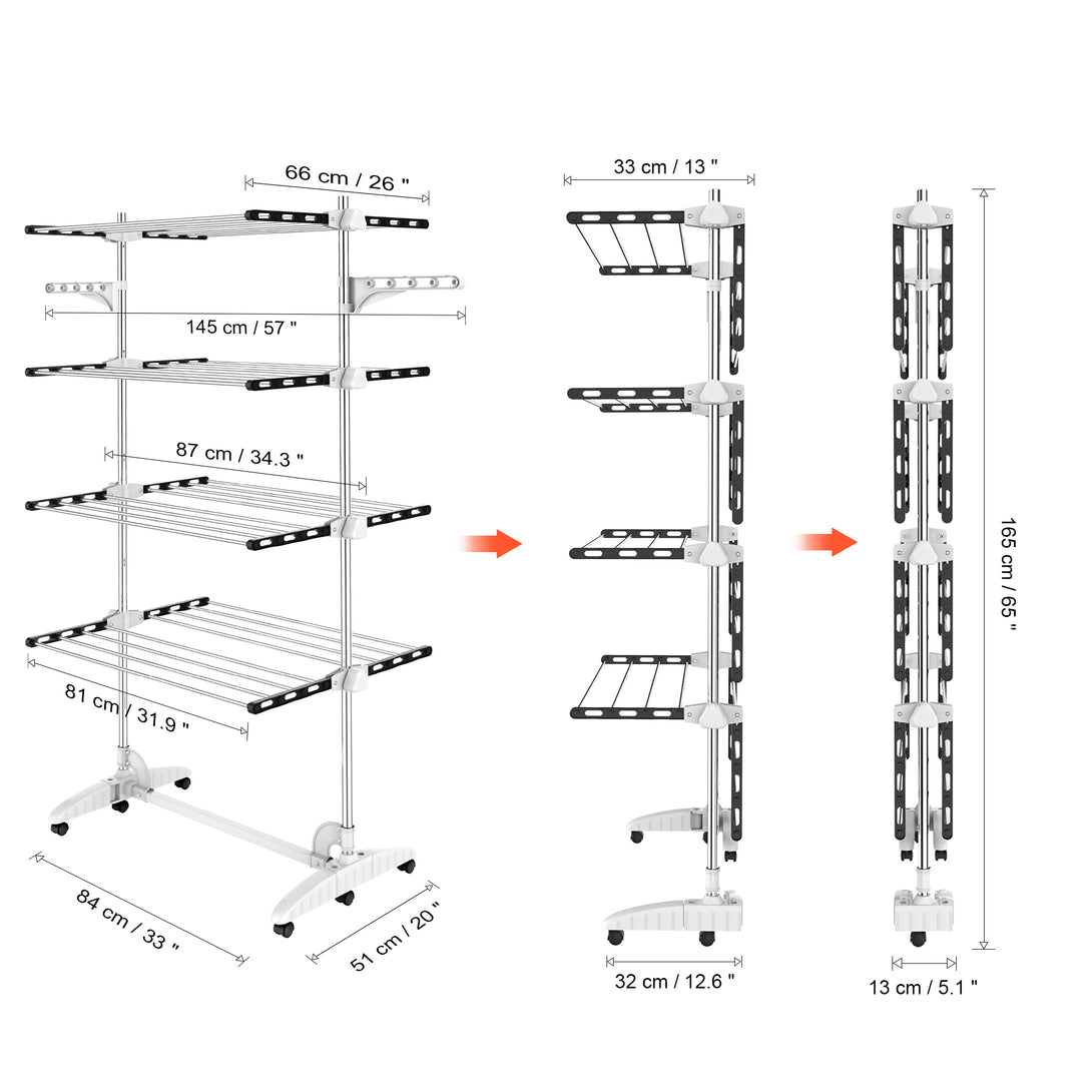Laundry-Drying-Rack-4-Shelves-Black-Laundry-Drying-Rack-4-Shelves-Black-White-with-wings-Material-Stainless-steel-tubes