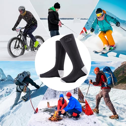 Todeco Heated Socks for Men and Women 5000 mAh Rechargeable Electric Heated Socks with 3 Temperature Levels, for Skiing, Hunting, Hiking