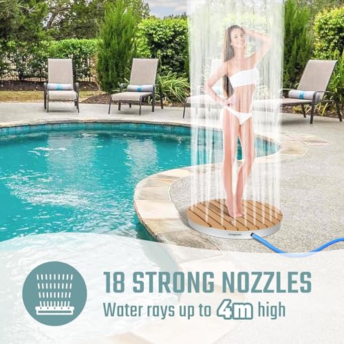 Leogreen Douche de Jardin, Douche Exterieur Piscine, Douche de Camping Portable Jusqu'à 4M de Hauteur de Jet Réglable, Douche de Sauna Résistante Aux Intempéries, Résistant UV, Circulaire