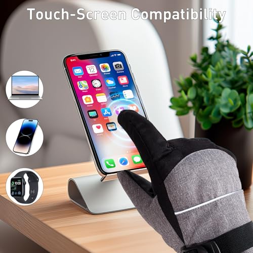 Todeco Heated Gloves for Men and Women, with Rechargeable 7.4V 3000mAh Battery, 3 Heating Levels Waterproof Winter Gloves Touchscreen, for Skiing, Motorcycling, Hiking