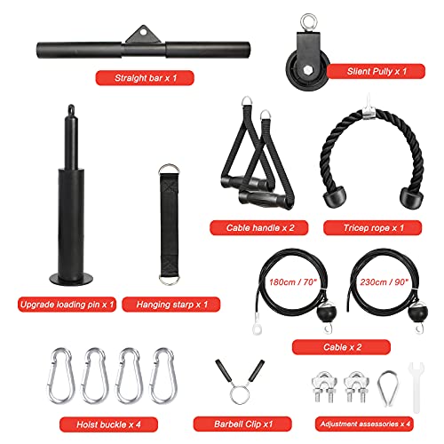 Leogreen-Pulley-System-Lifting-Fitness-LAT-Machine-Strength-Training-Pulley-Roller-for-Cable-Roller-180cm-230cm-Cable-for-Biceps-Arm-Forearm-Shoulder