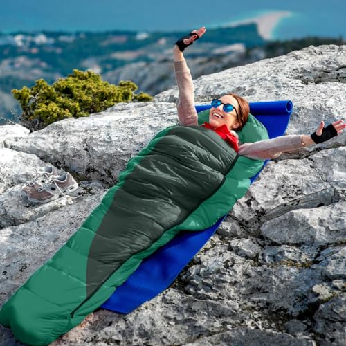 Leogreen-Sleeping-Bag-15-5-for-3-4-Seasons-300GSM-1800g-Ultralight-Mummy-Sleeping-Bag-for-Adults-for-Camping-Hiking-and-Mountaineering-210x80x35cm-Green