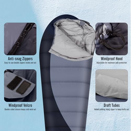 Leogreen-Sleeping-Bag-15-5-for-3-4-Seasons-300GSM-1800g-Ultralight-Mummy-Sleeping-Bag-for-Adults-for-Camping-Hiking-and-Mountaineering-210x80x35cm-Black