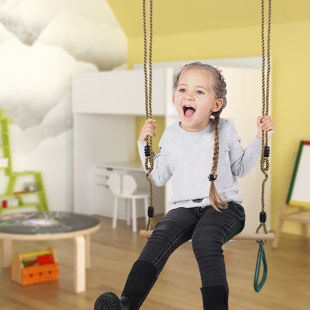 Leogreen-wooden-trapeze-swing-swing-with-gymnastic-rings-green-200-cm-material-plastic-PP-PE-wood