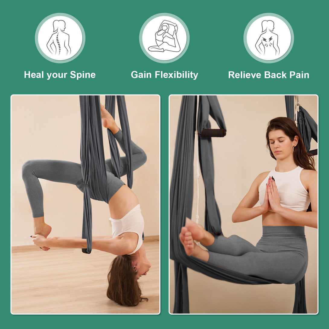 Aerial-Yoga-Hammock-Kits-Inversion-Yoga-Hammock-Swing-for-Anti-Gravity-Yoga-Nylon-Taffeta-Capacity-300-kg-Dark-Grey-Aerial-Yoga-Hammock-Kits-Dark-Gray