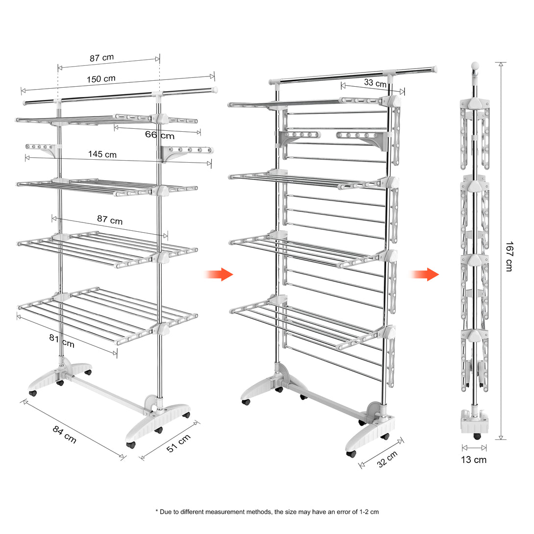 Laundry-Drying-Rack-4-shelves-with-extendable-top-bar-White-Laundry-Drying-Rack-4-shelves-White-With-wings-and-extended-top-bar-Material-Stainless-steel-tubes