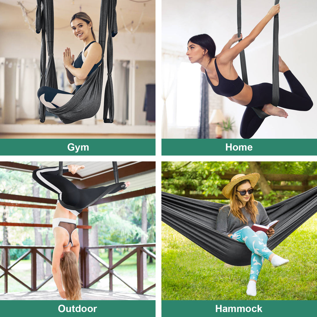 Aerial-Yoga-Hammock-Kits-Inversion-Yoga-Hammock-Swing-for-Anti-Gravity-Yoga-Nylon-Taffeta-Capacity-300-kg-Dark-Grey-Aerial-Yoga-Hammock-Kits-Dark-Gray