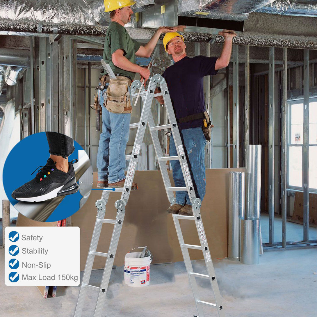 Todeco-6-in-1-Folding-Ladder-4-7m-Telescopic-Aluminum-Multifunction-Extendable-and-Versatile-High-Strength-Stepladder-with-Safety-Hinges