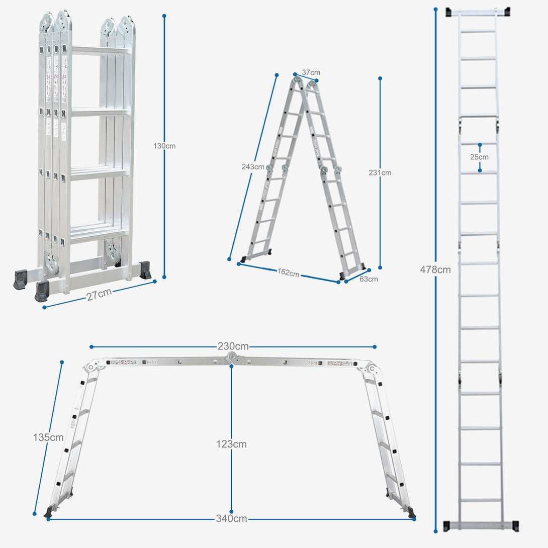 Todeco-6-in-1-Folding-Ladder-4-7m-Telescopic-Aluminum-Multifunction-Extendable-and-Versatile-High-Strength-Stepladder-with-Safety-Hinges