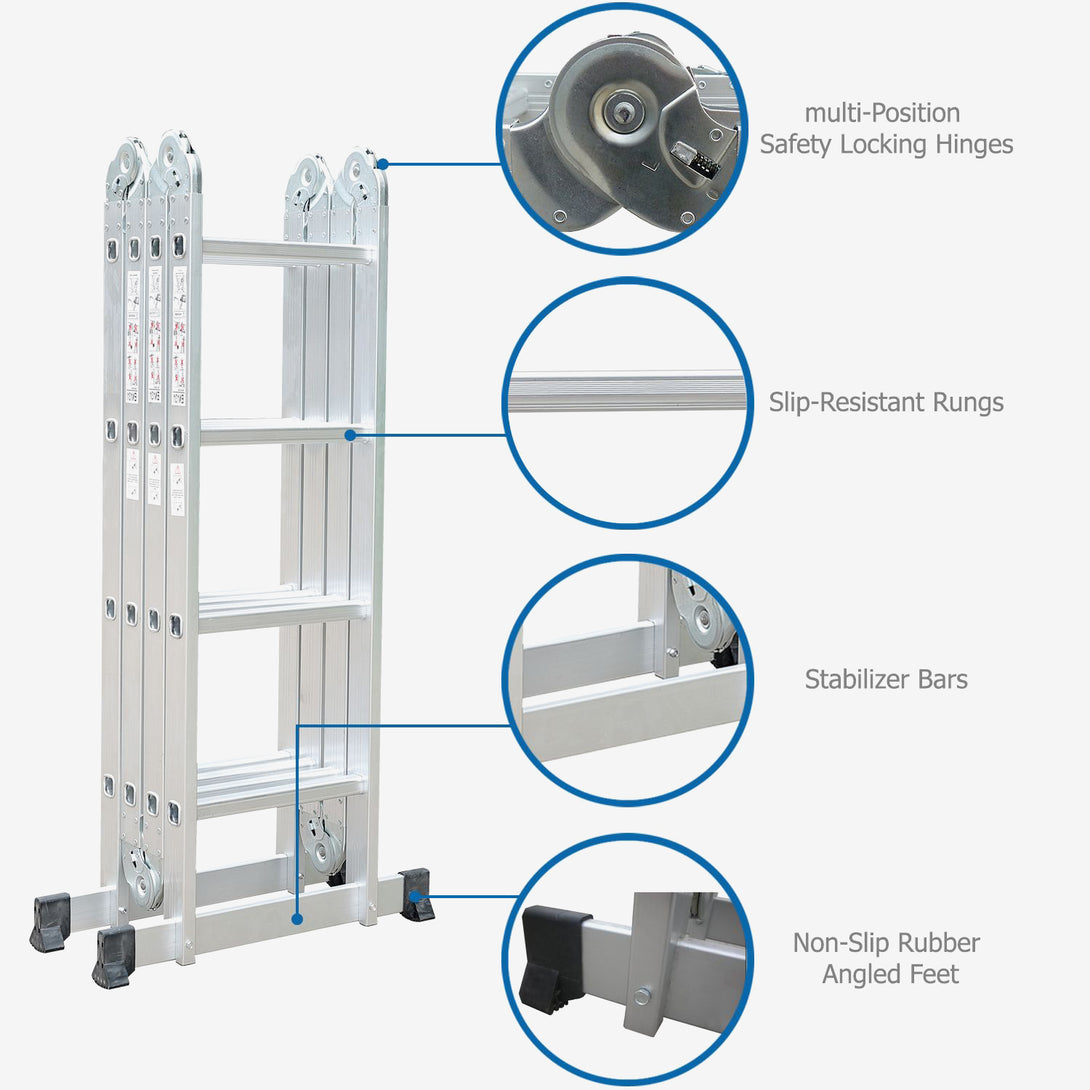 Todeco-6-in-1-Folding-Ladder-4-7m-Telescopic-Aluminum-Multifunction-Extendable-and-Versatile-High-Strength-Stepladder-with-Safety-Hinges