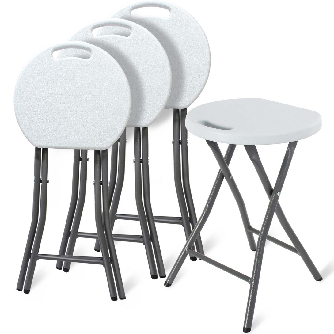 Folding-Stool-Set-of-4-with-Plastic-Handle-Bathroom-Stool-Outdoor-Folding-Stool-for-Garden-Camping-Folding-Living-Room-Stools-Maximum-Load-300-kg-33x29x46cm-White-Folding-Stool-Set-of-4