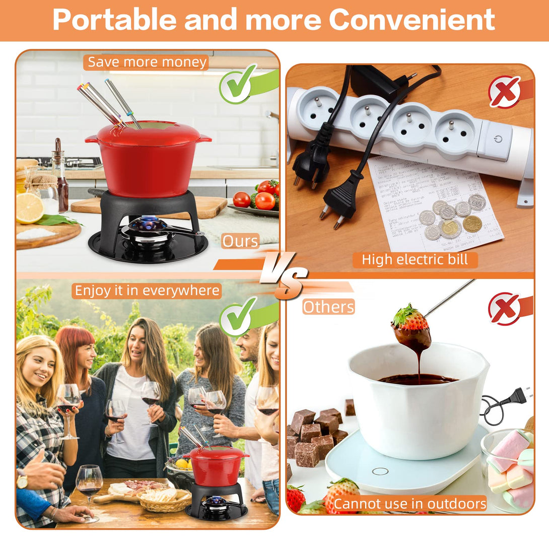 Todeco-Chocolate-Fondue-Set-with-6-Forks-Set-Burgundian-Fondue-for-Cheese-Chocolate-Meat-Fruit-27-5-x-21-x-21-cm-Red-Fondue-Set
