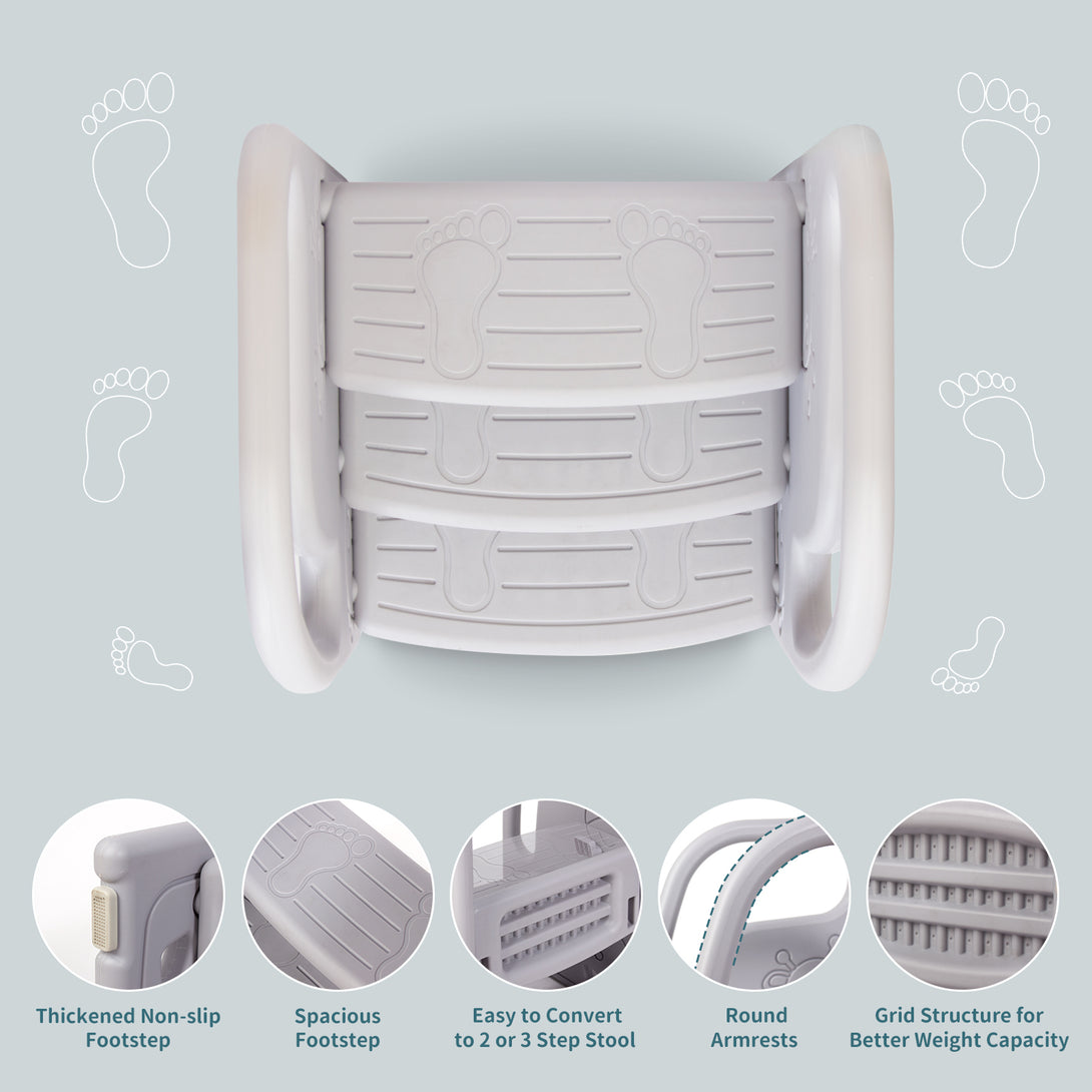 Step-Stool-for-Children-3-Steps-Adjustable-Height-with-Armrests-Anti-Slip-Surface-Children-s-Step-Stool-for-Toilet-Children-s-Bedroom-Bathroom-Kitchen-Light-Grey-Step-Stool-Light-Gray