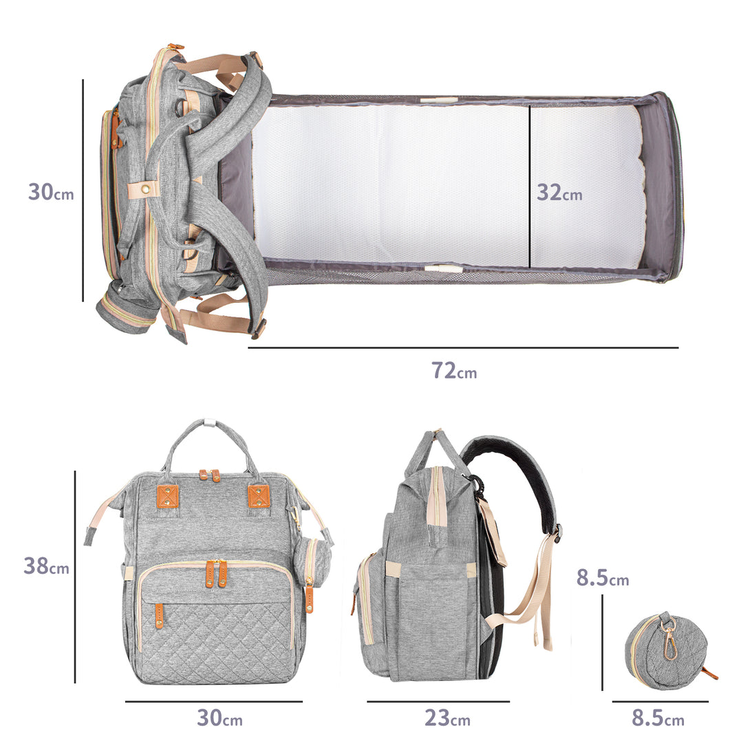 Diaper-Backpack-with-Foldable-Baby-Bed-Large-Capacity-Waterproof-Portable-Multifunction-Diaper-Bag-with-Mat-Pacifier-Holder-and-USB-Port-Light-Grey-Diaper-Backpack-with-Foldable-Baby-Bed-Light-Gray