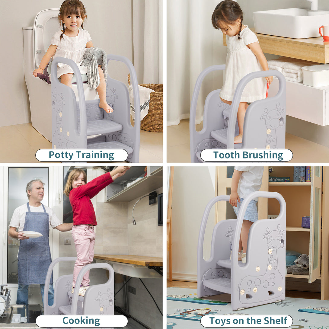 Step-Stool-for-Children-3-Steps-Adjustable-Height-with-Armrests-Anti-Slip-Surface-Children-s-Step-Stool-for-Toilet-Children-s-Bedroom-Bathroom-Kitchen-Light-Grey-Step-Stool-Light-Gray