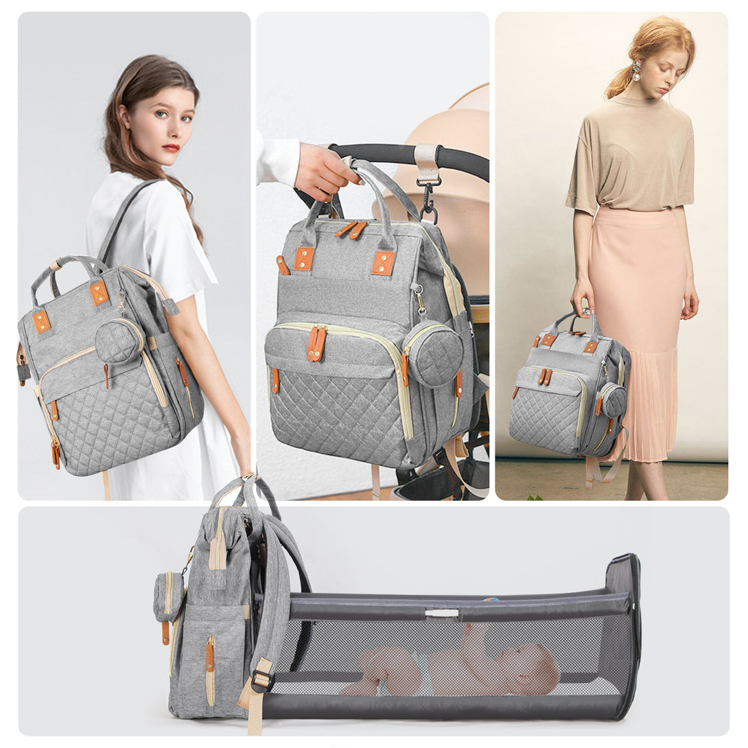 Diaper-Backpack-with-Foldable-Baby-Bed-Large-Capacity-Waterproof-Portable-Multifunction-Diaper-Bag-with-Mat-Pacifier-Holder-and-USB-Port-Light-Grey-Diaper-Backpack-with-Foldable-Baby-Bed-Light-Gray
