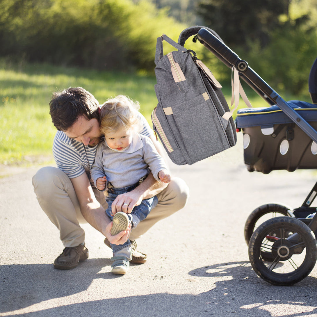 Diaper-Backpack-with-Foldable-Baby-Bed-Large-Capacity-Waterproof-Portable-Multifunction-Diaper-Bag-with-Mat-Pacifier-Holder-and-USB-Port-Dark-Grey-Diaper-Backpack-with-Foldable-Baby-Bed-Dark-Gray