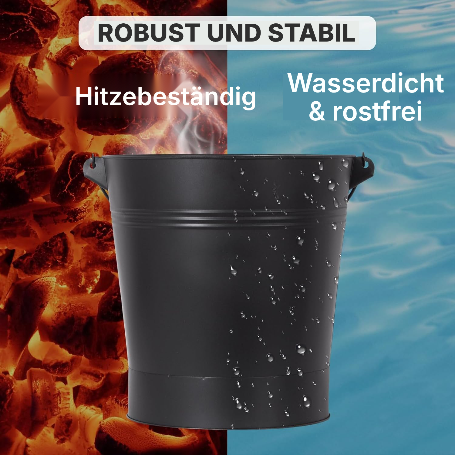 Ascheeimer mit deckel 24 L — inkl. Schaufel & Bürste — 4