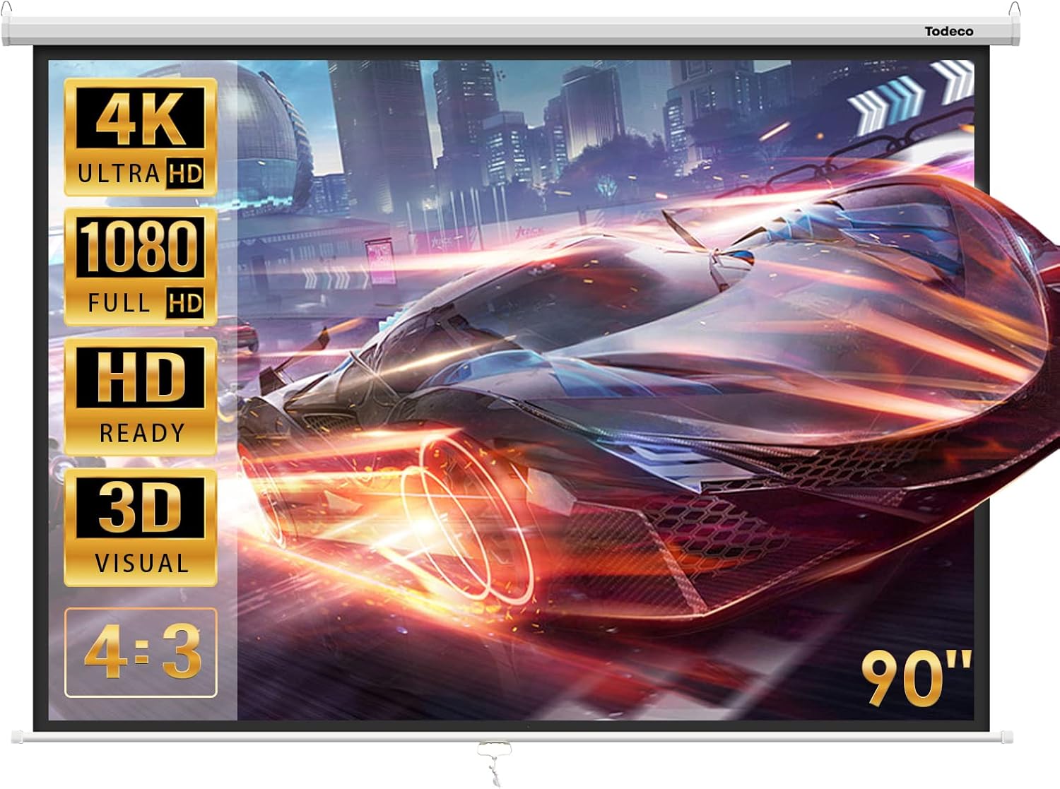 Beamer Leinwand 203 cm manuell – 4K, 137 × 183 cm