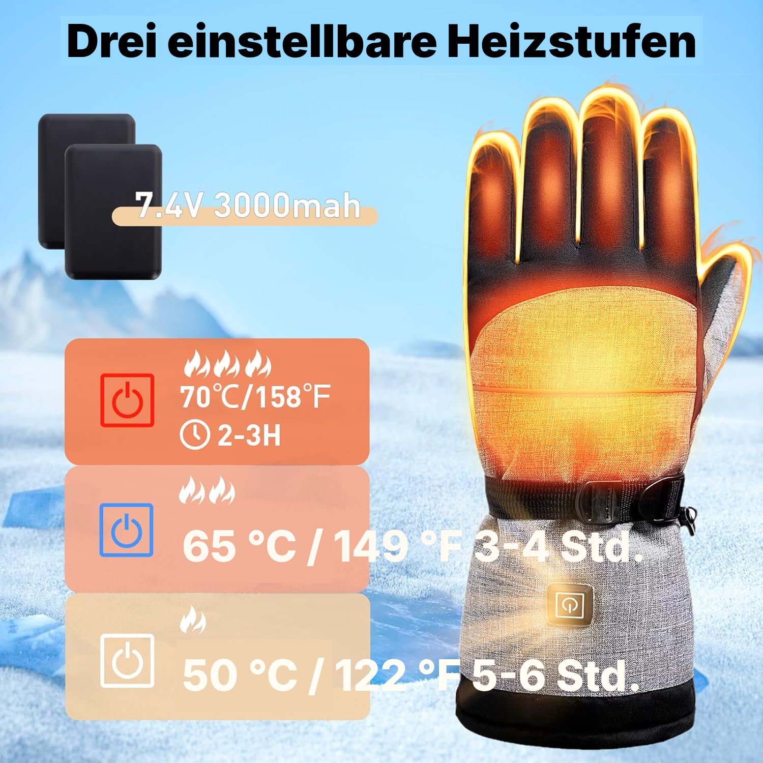 Beheizbare Handschuhe – Schwarz — 3