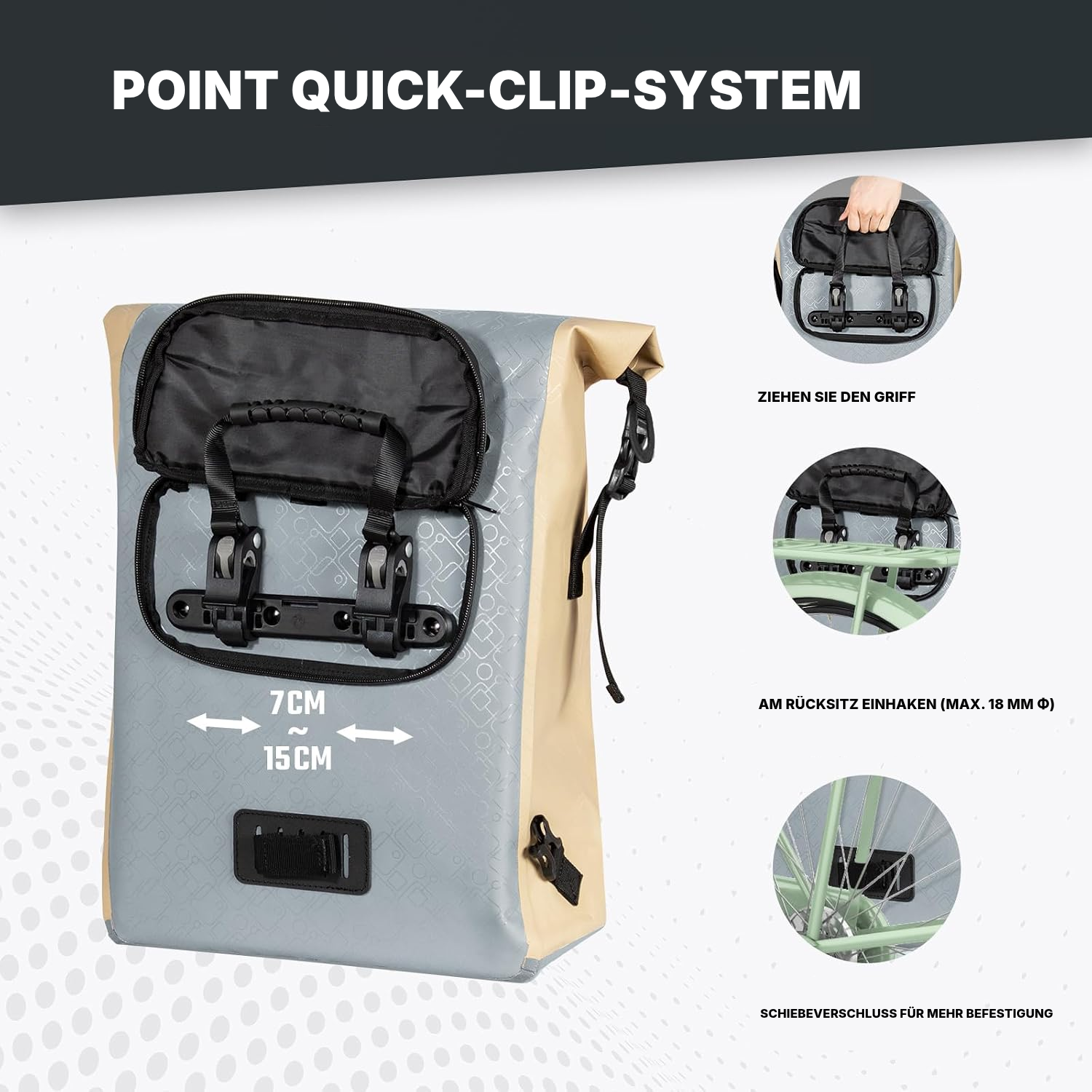 Fahrradtasche Gepäckträger 3-in-1 – Beige — 4