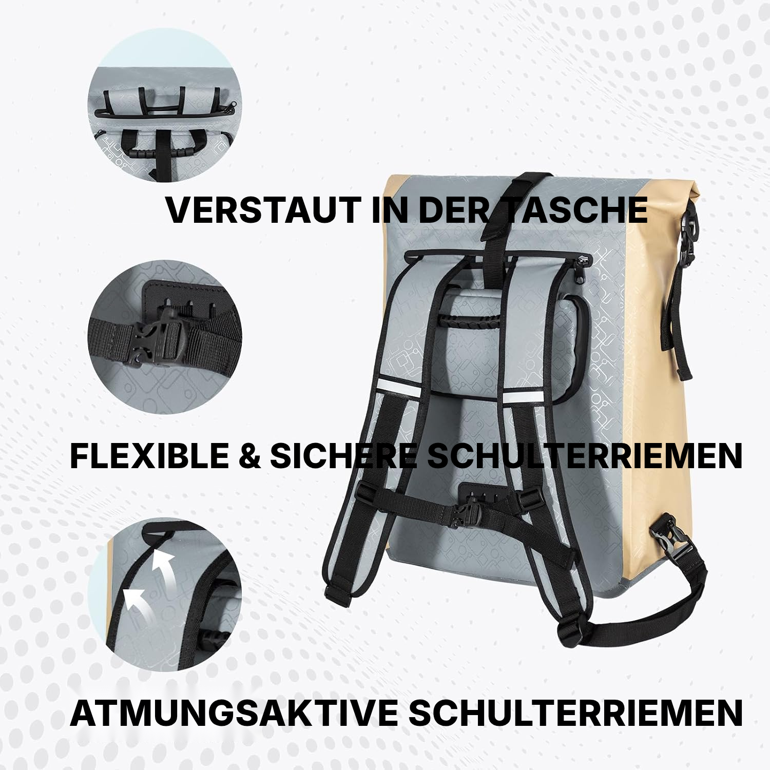 Fahrradtasche Gepäckträger 3-in-1 – Beige — 7