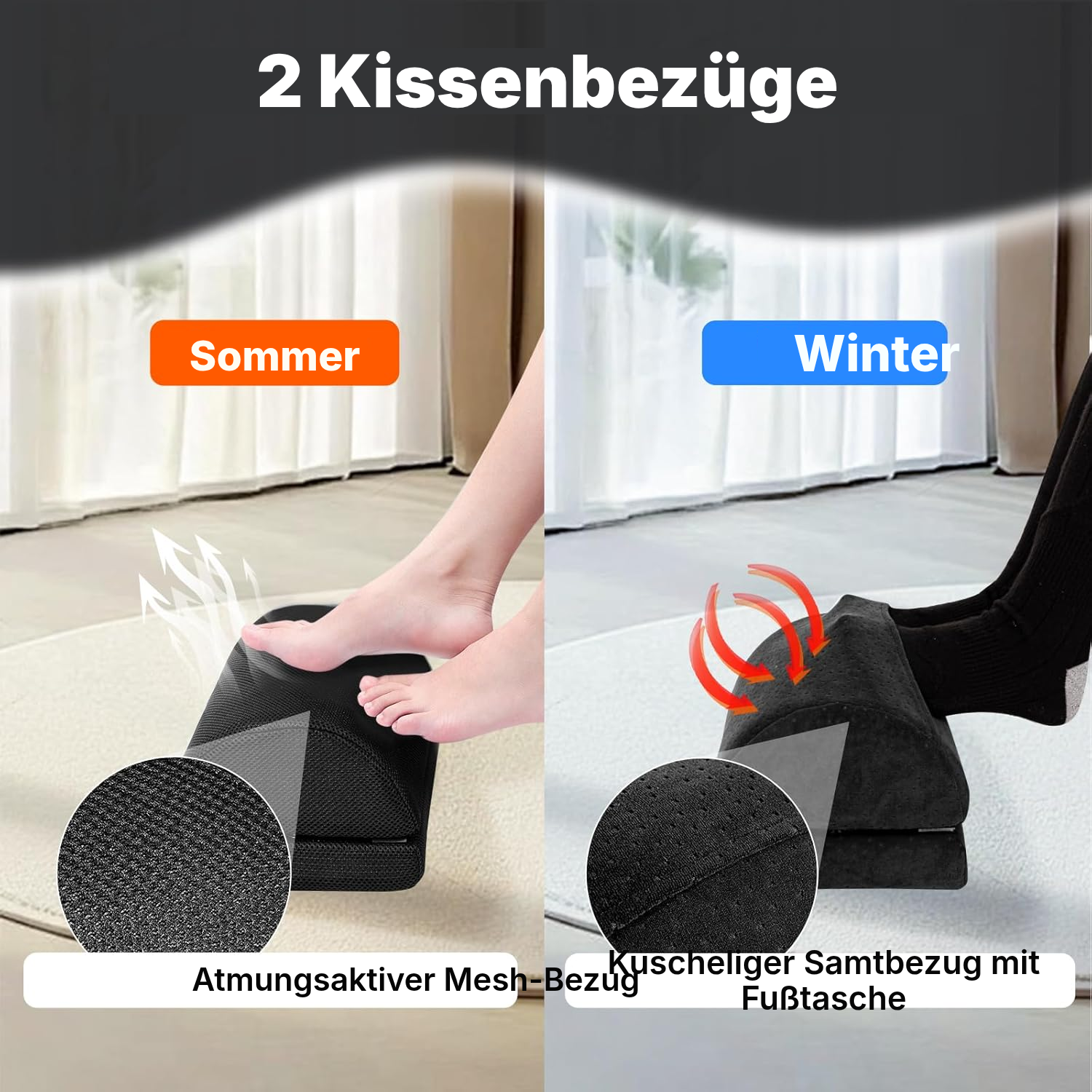 Fußstütze Schreibtisch – schwarz, 35 × 23 × 18 cm — 4
