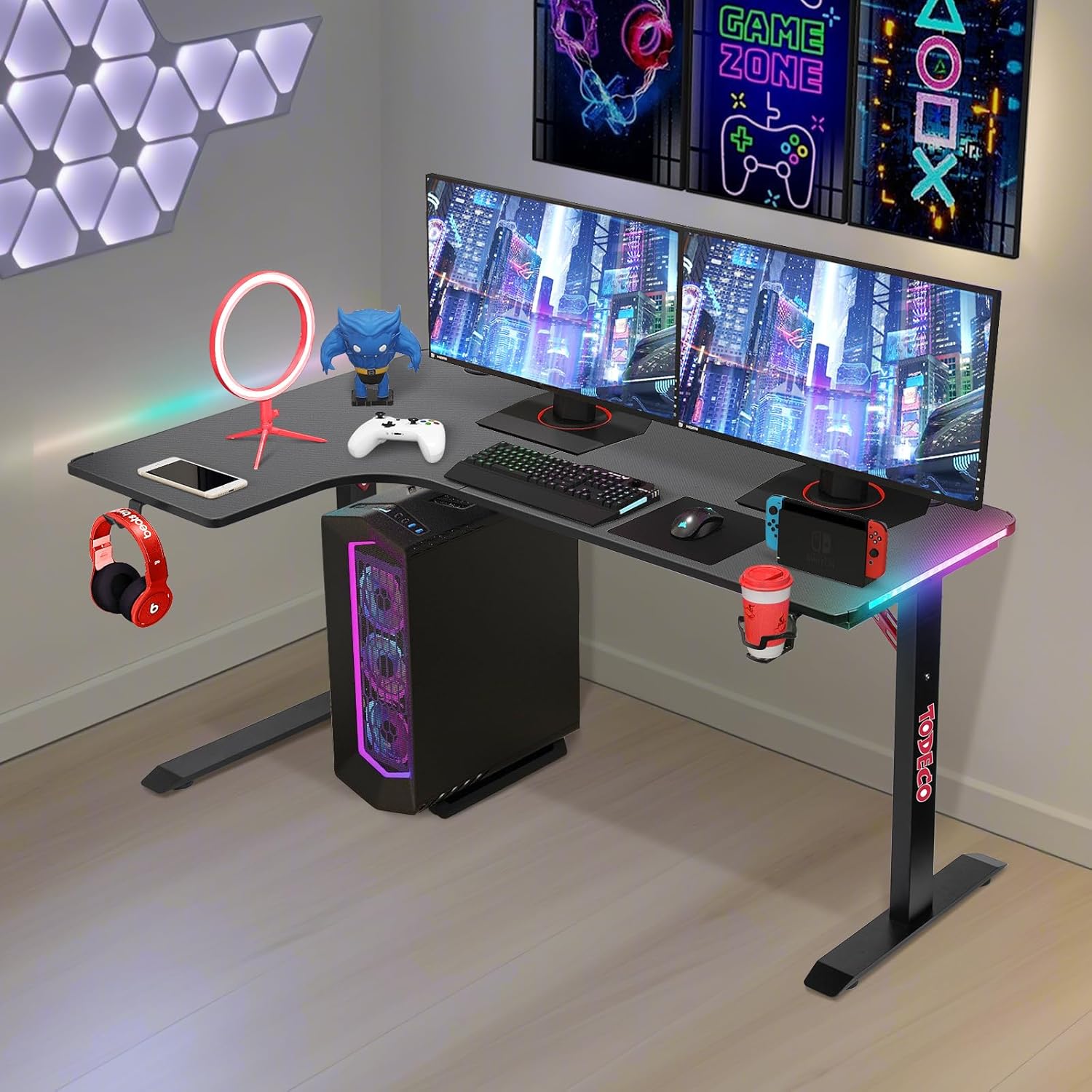 Gaming Tisch 140 cm für die Ecke – RGB — 6