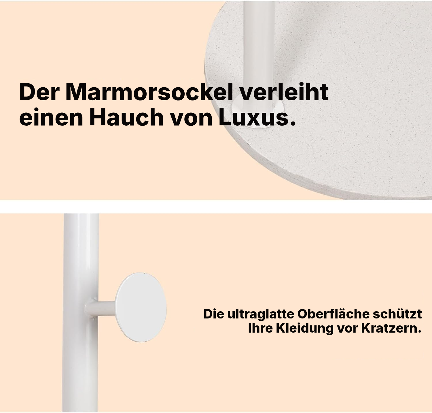 Garderobe weiß freistehend – stabil, 6 Haken — 3