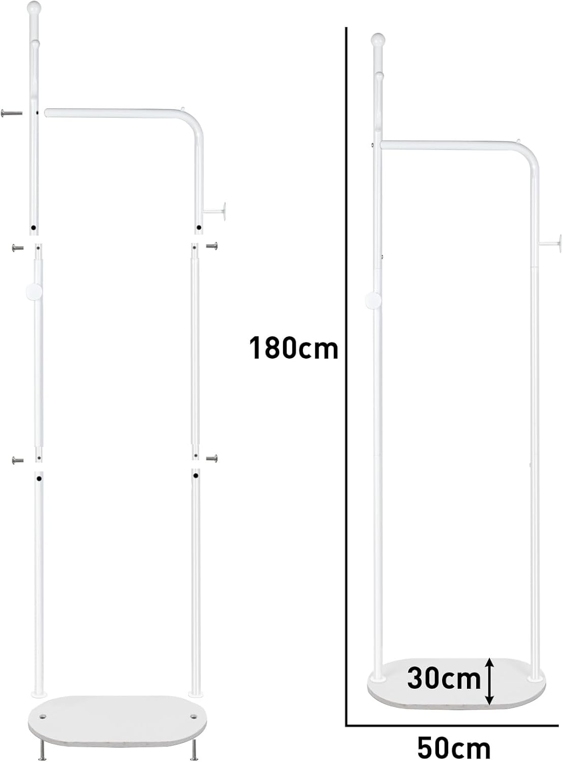 Garderobe weiß freistehend – stabil, 6 Haken — 5